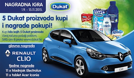 Dukat nagradna igra 2015 - osvojite Renault Clio!