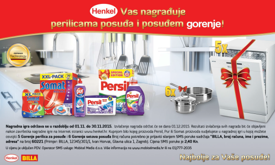 Henkel nagradna igra - Henkel vas nagrađuje u Billi perilicama i posuđem!