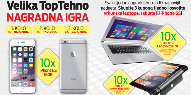 Jutarnji list nagradna igra 2016 - osvojite iPhone 6S, tablete i laptope!