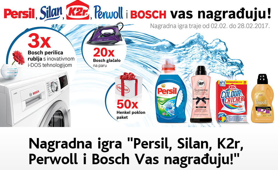 Konzum nagradna igra 2017 - Persil, Silan, K2r, Perwoll i Bosch Vas nagrađuju!