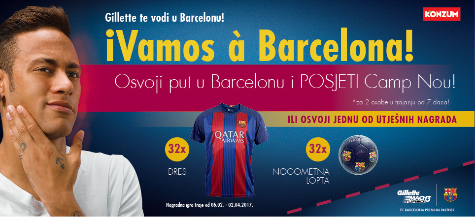 Konzum nagradna igra 2017 - Gillette te vodi u Barcelonu
