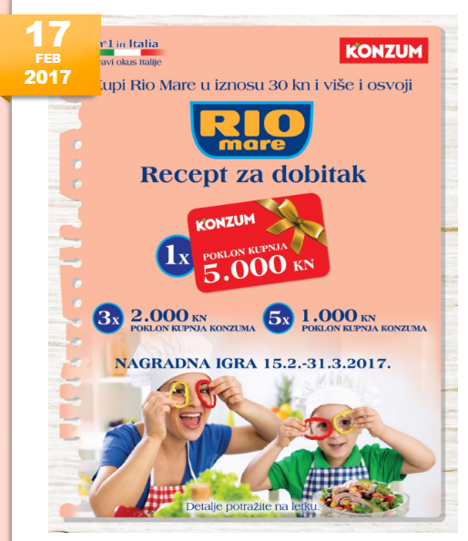 Konzum nagradna igra 2017 - Rio mare- recept za dobitak